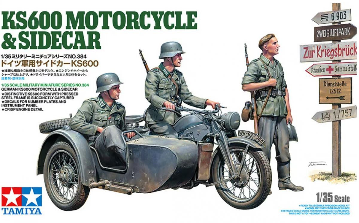 Tamiya 1/35 KS600 Motorcycle w/Sidecar and Figures 35384
